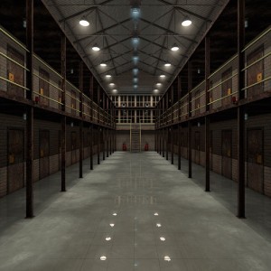 Interior of an old prison 3d