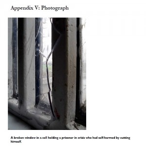 Wormwood scrubs broken window picture from 2015 report